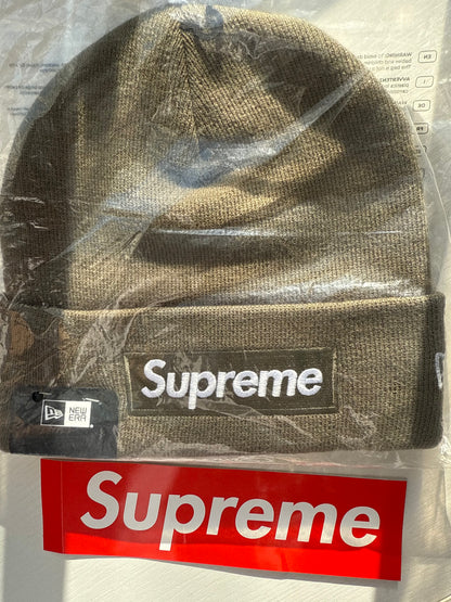 Supreme New Era Box Logo Beanie (FW25) Light Olive.